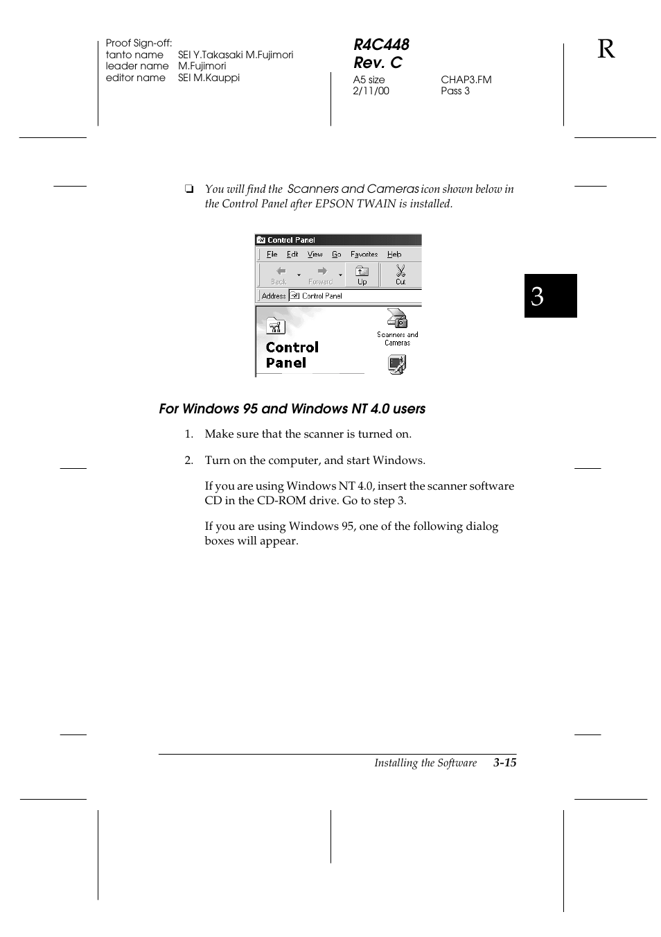 For windows 95 and windows nt 4.0 users, For windows 95 and windows nt 4.0 users -15, R4c448 rev. c | Epson 1200 series User Manual | Page 55 / 185