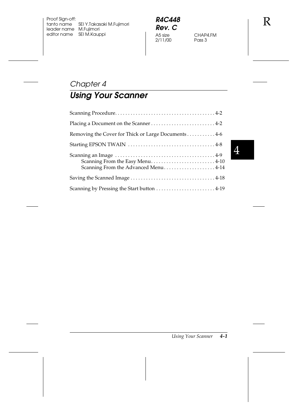 Using your scanner, Chapter 4, R4c448 rev. c | Epson 1200 series User Manual | Page 67 / 185