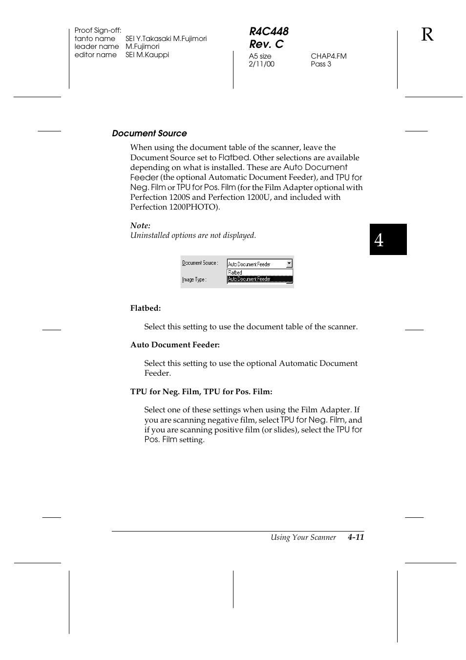 Document source, R4c448 rev. c | Epson 1200 series User Manual | Page 77 / 185