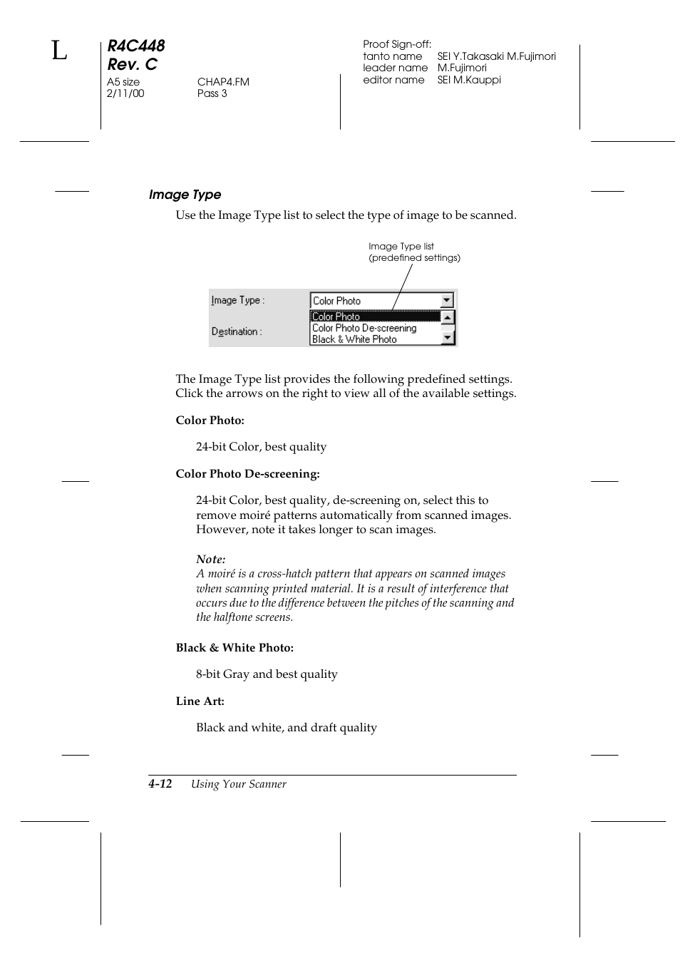 Image type, R4c448 rev. c | Epson 1200 series User Manual | Page 78 / 185