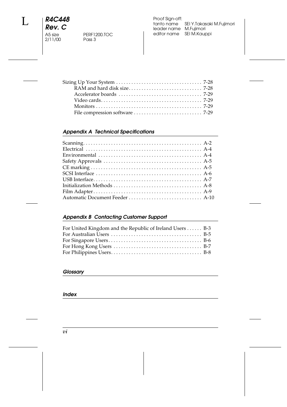 R4c448 rev. c | Epson 1200 series User Manual | Page 8 / 185