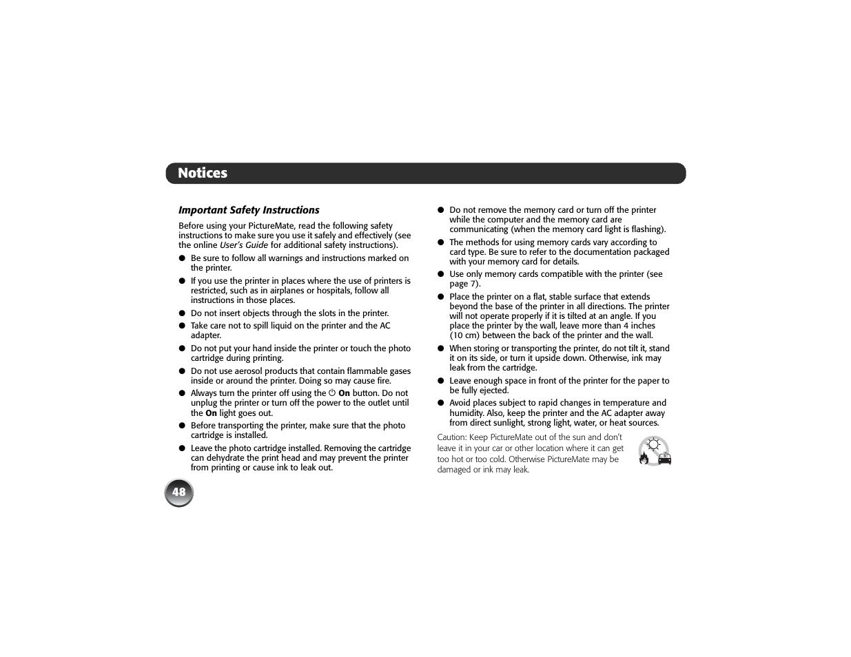 Notices | Epson PICTUREMATE PM 225 User Manual | Page 50 / 67