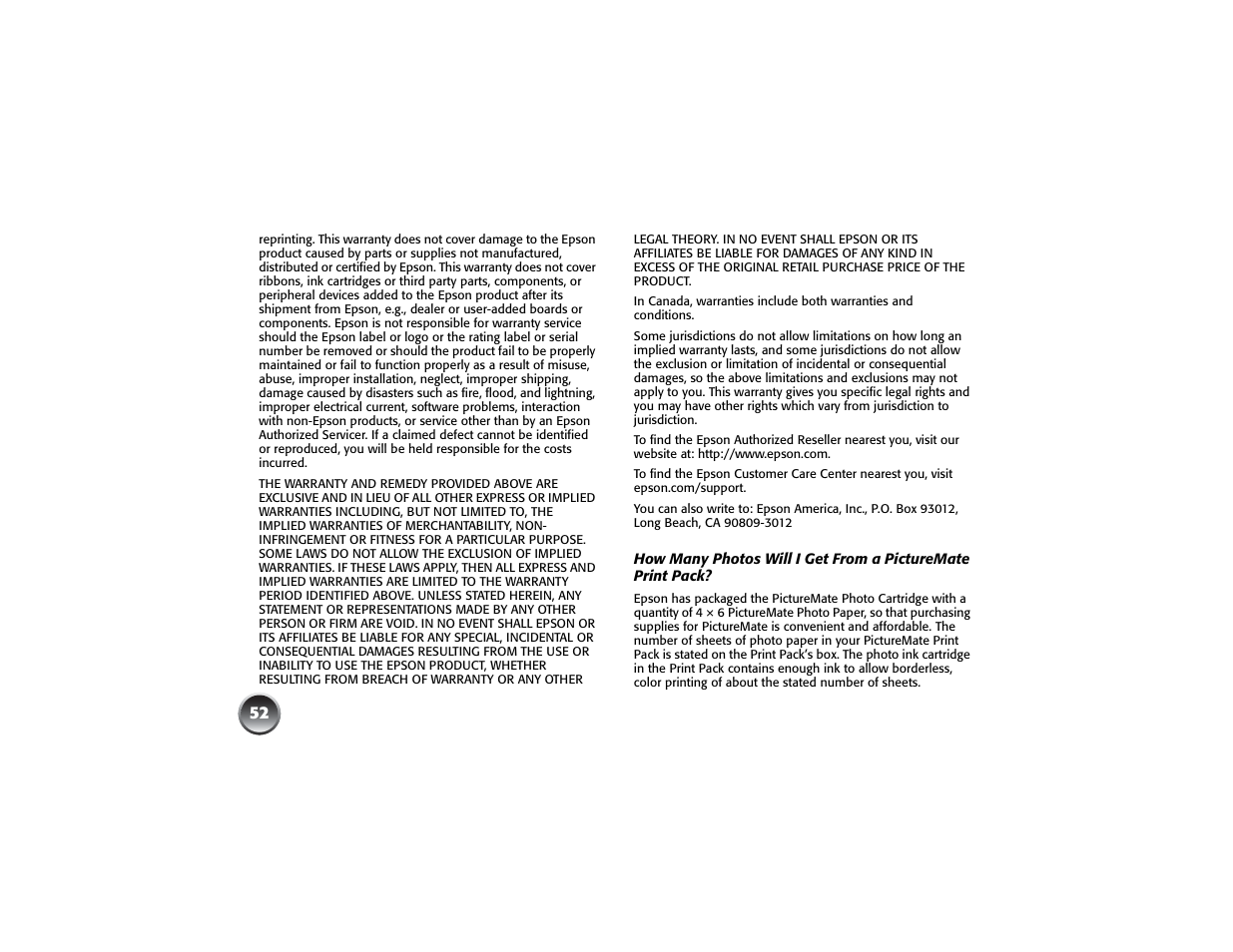 Epson PICTUREMATE PM 225 User Manual | Page 54 / 67