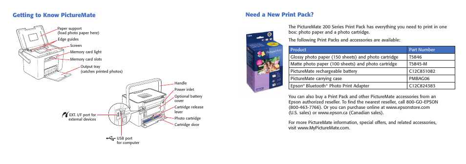 Getting to know picturemate need a new print pack | Epson PICTUREMATE PM 225 User Manual | Page 66 / 67