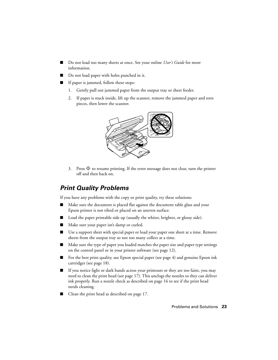 Print quality problems | Epson NX430 User Manual | Page 23 / 32