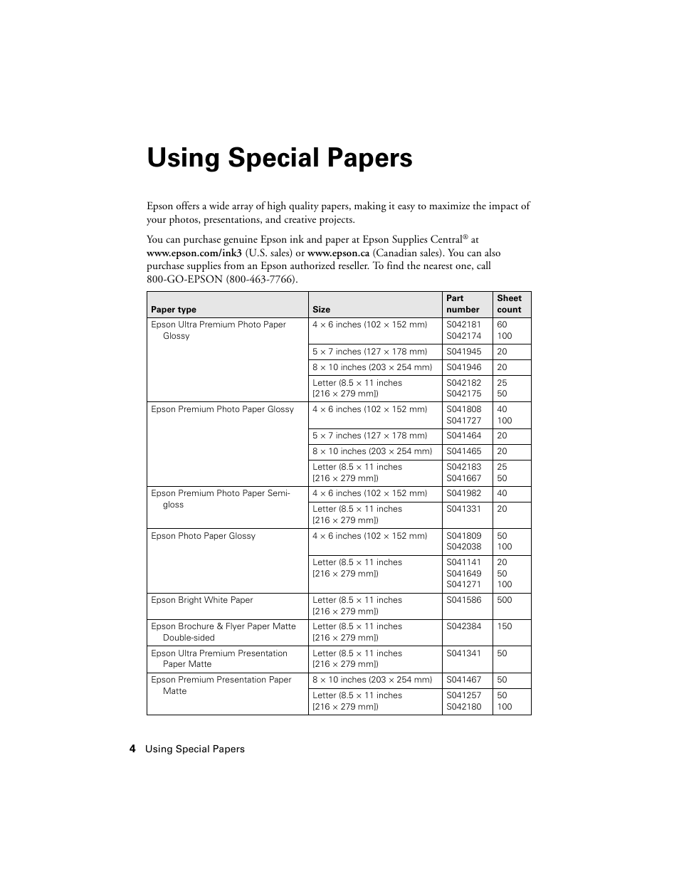Using special papers | Epson NX430 User Manual | Page 4 / 32