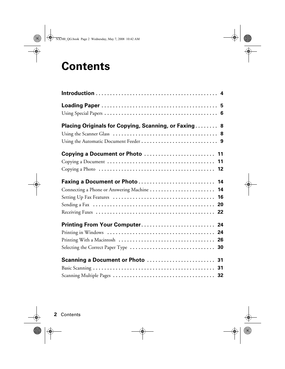 Epson Stylus NX300 User Manual | Page 2 / 56