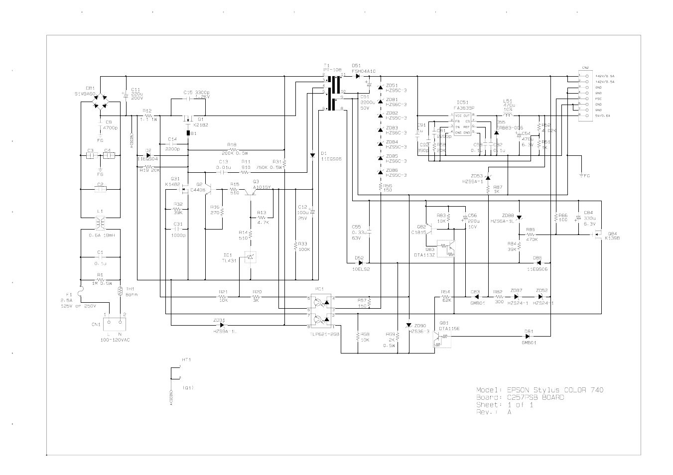 C257psb circuit diagram | Epson 440 User Manual | Page 210 / 212