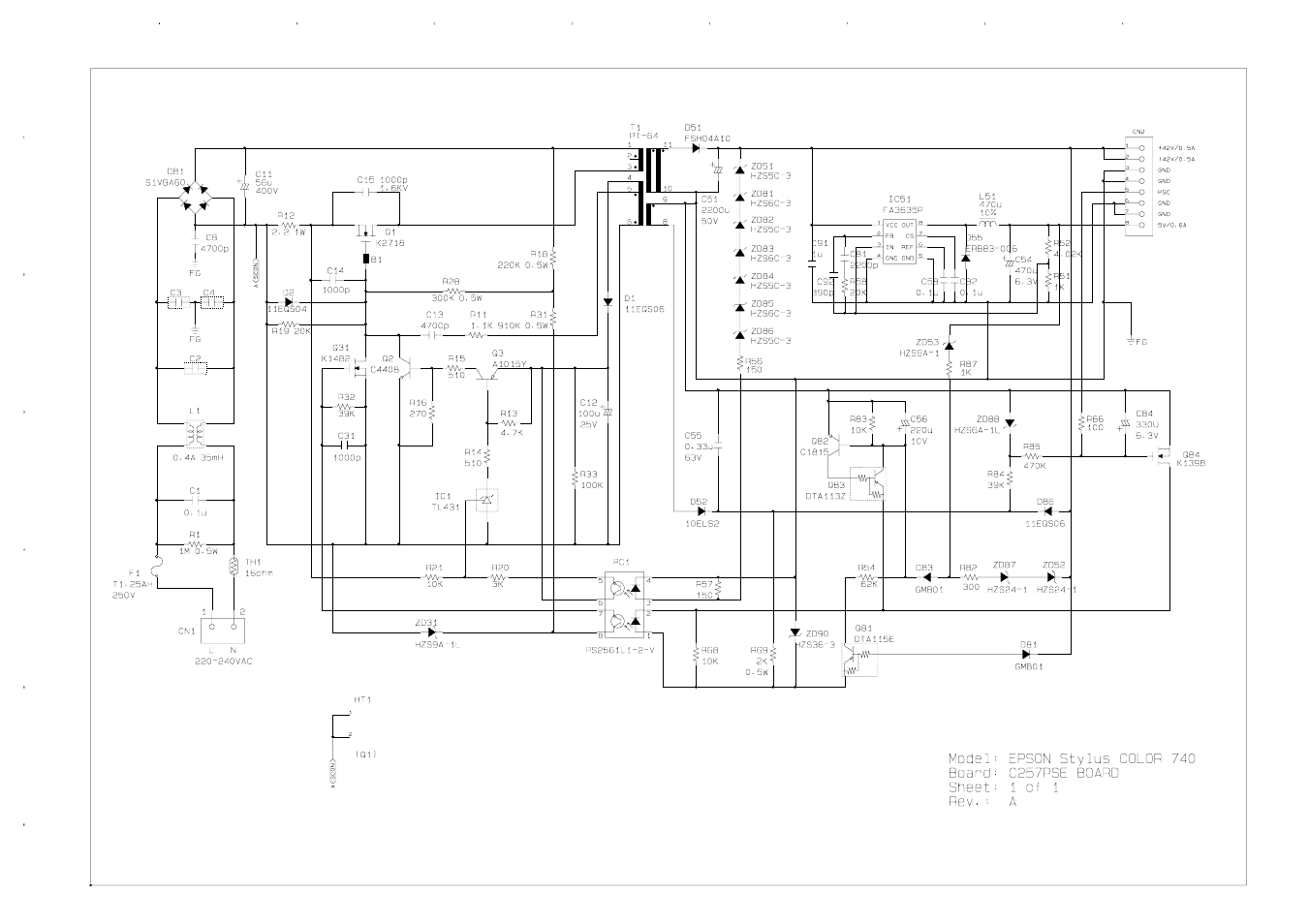 C257pse circuit diagram | Epson 440 User Manual | Page 211 / 212