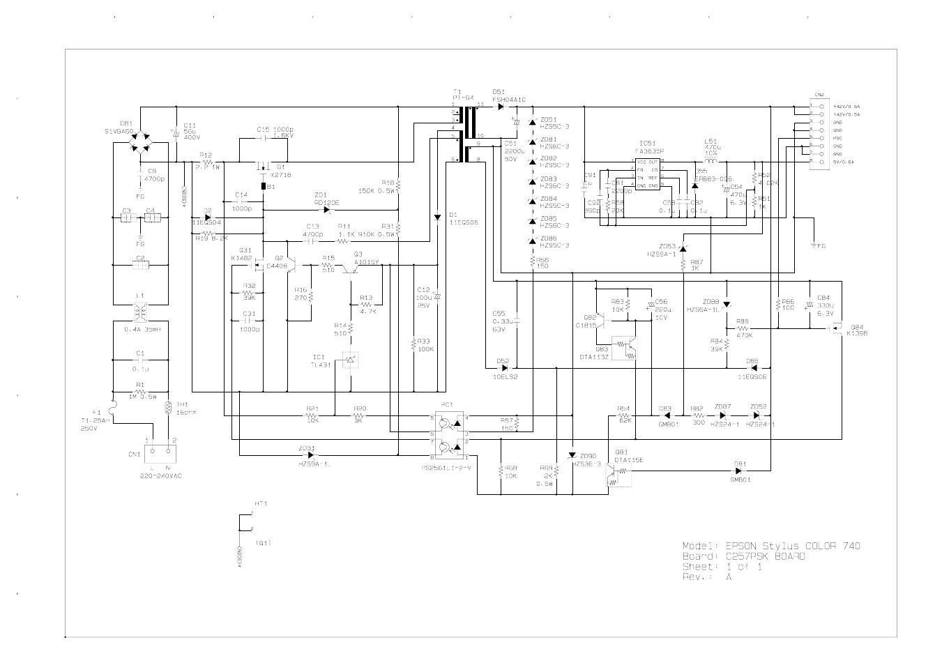 C257psk circuit diagram | Epson 440 User Manual | Page 212 / 212