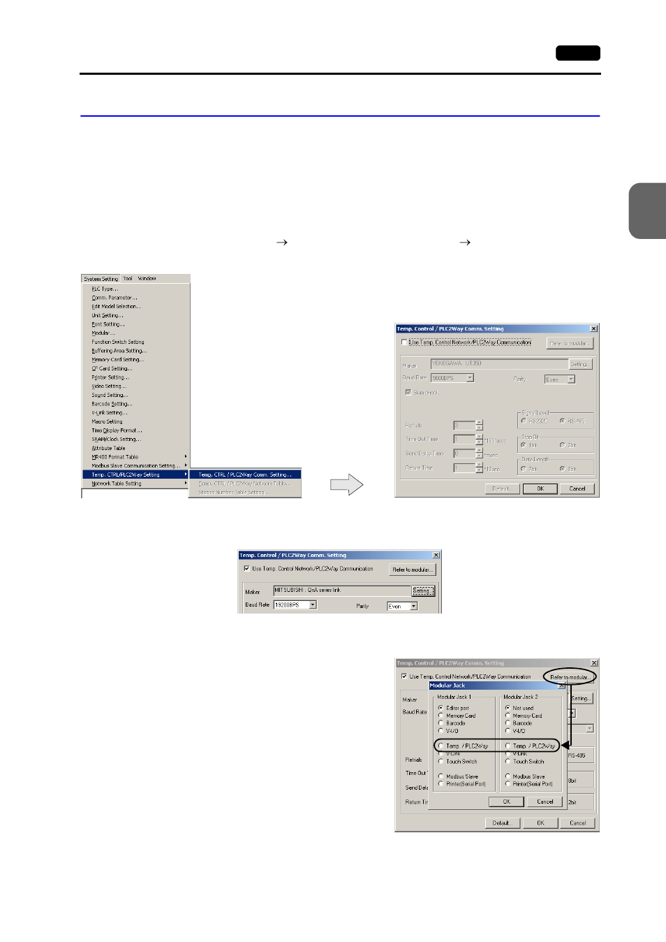 V-sft setting – system setting, V-sft setting – system setting -35, Temp. ctrl/plc2way setting | Hakko MONITOUCH V7 series User Manual | Page 132 / 344