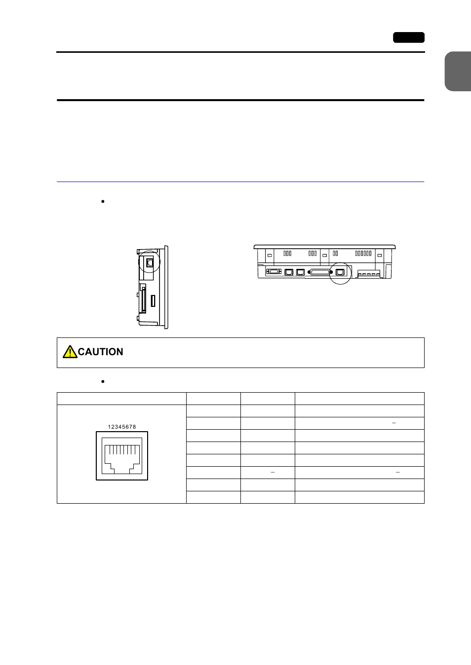 10base-t (lan), 10base-t connector, 10base-t (lan) -33 | 10base-t connector -33, Caution | Hakko MONITOUCH V7 series User Manual | Page 50 / 344