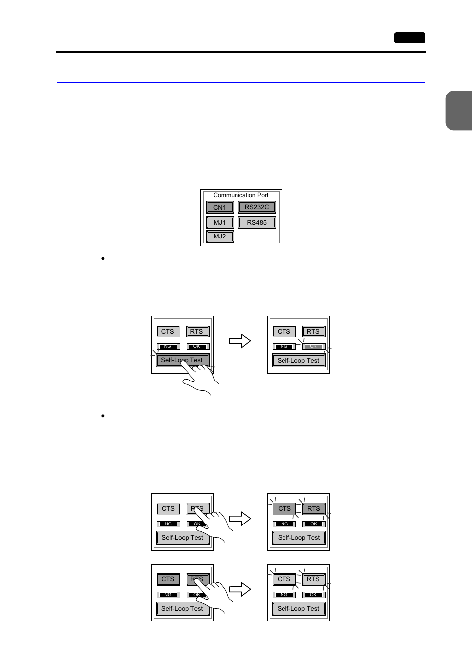 1. self-loop test, 1. self-loop test -5, Cn1: rs-232c signal test | Mo n it o u ch o per at ion s | Hakko MONITOUCH V7 series User Manual | Page 62 / 344