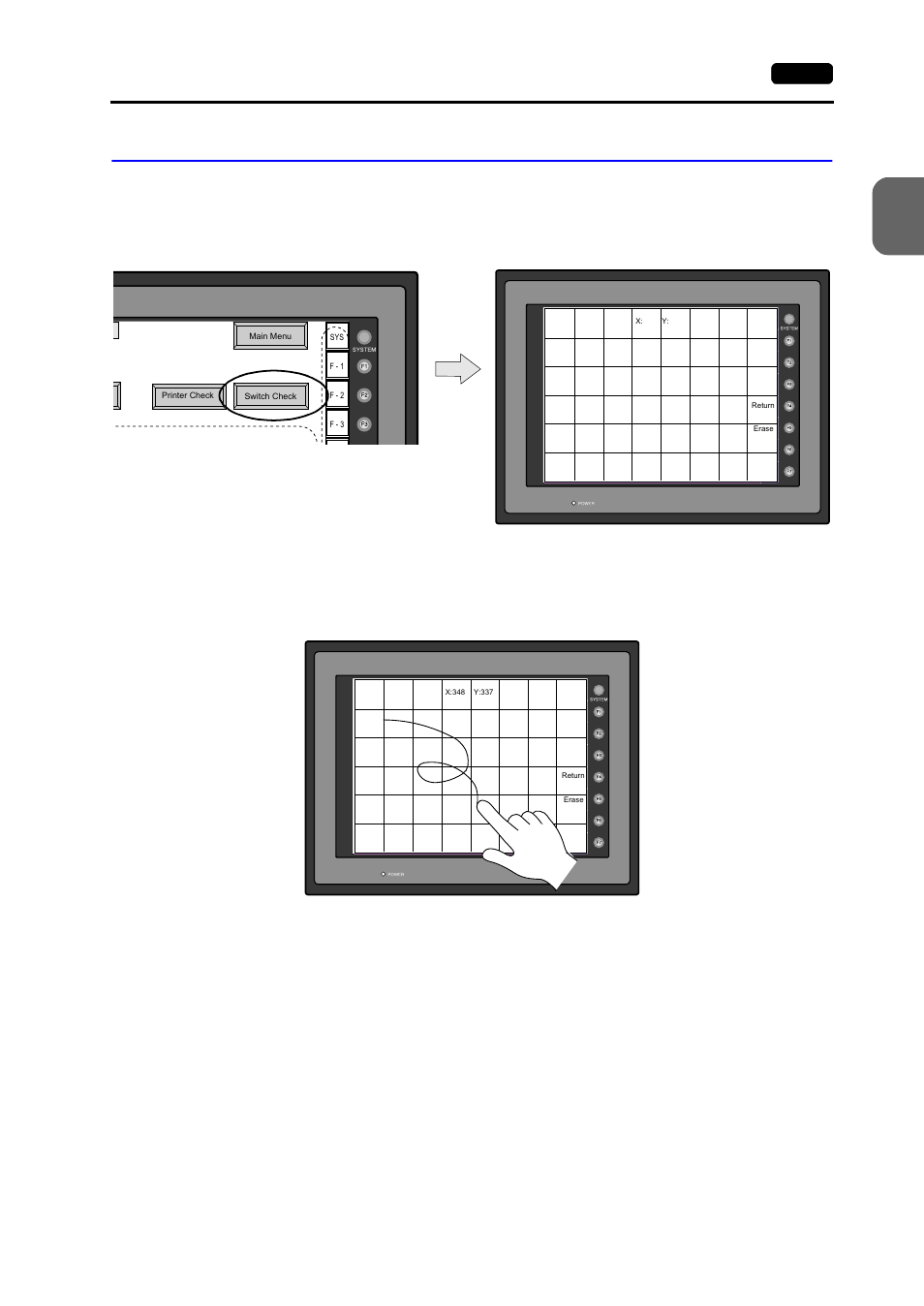 4. touch switch test, 4. touch switch test -9, Mo n it o u ch o per at ion s | Hakko MONITOUCH V7 series User Manual | Page 66 / 344