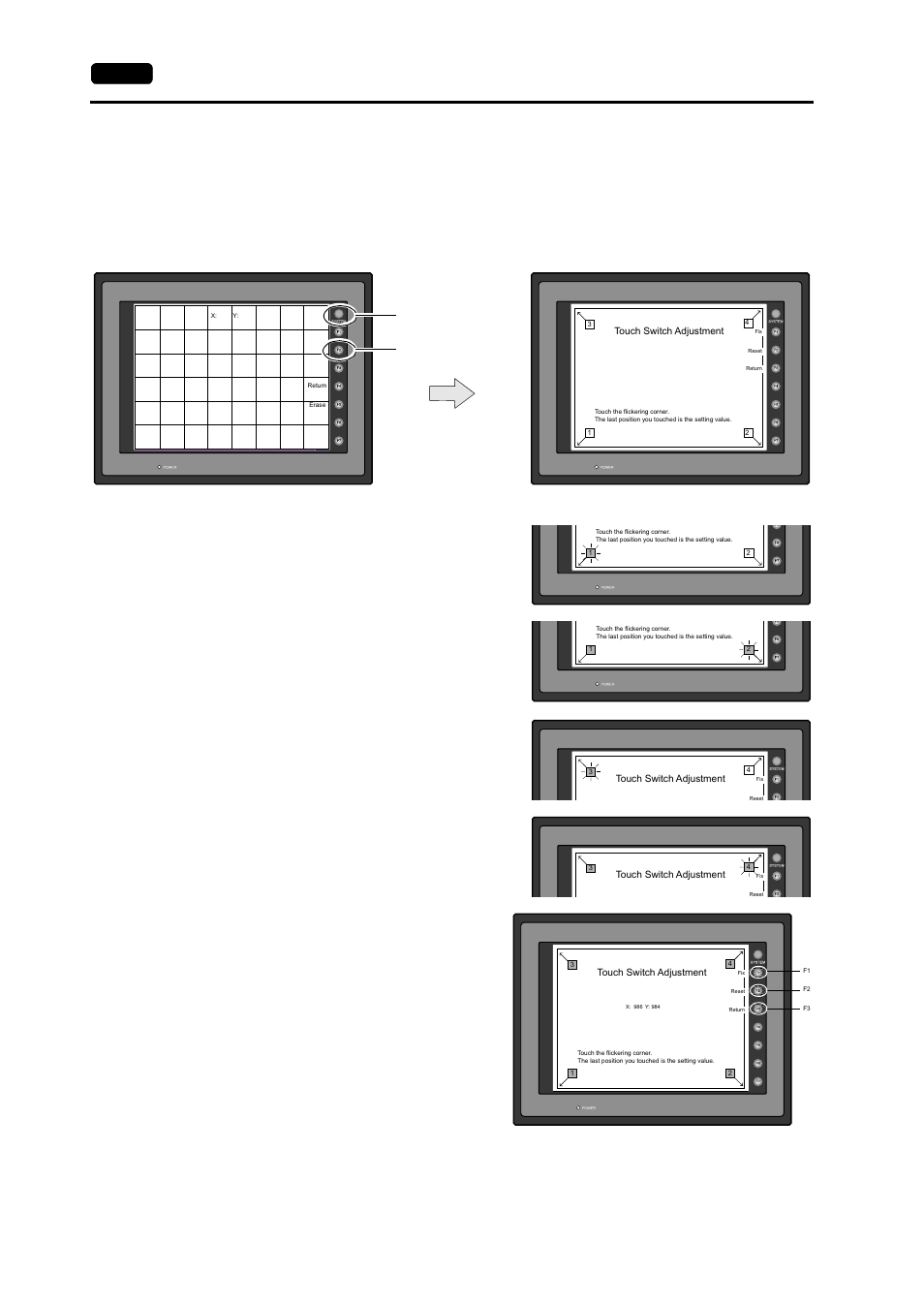 Touch switch adjustment, 10 1. operation of v7 main menu, System f2 | Hakko MONITOUCH V7 series User Manual | Page 67 / 344