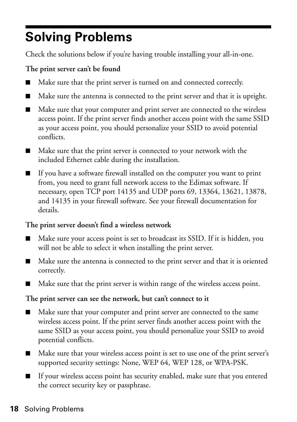 Solving problems | Epson Stylus CX9475Fax User Manual | Page 18 / 24