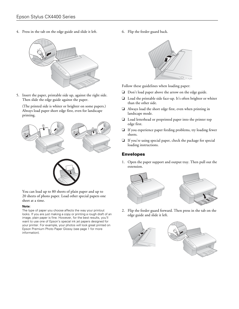 Envelopes | Epson CX4400 User Manual | Page 4 / 12