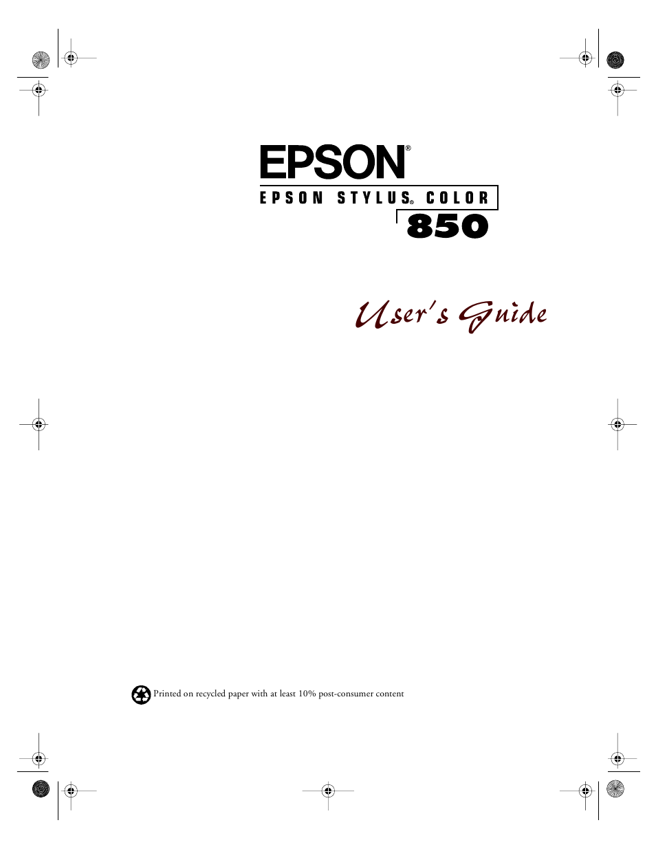 Epson 850 User Manual | 147 pages