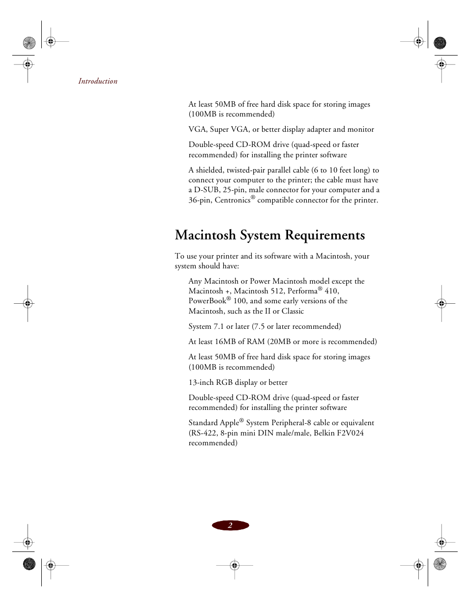 Macintosh system requirements | Epson 850 User Manual | Page 12 / 147