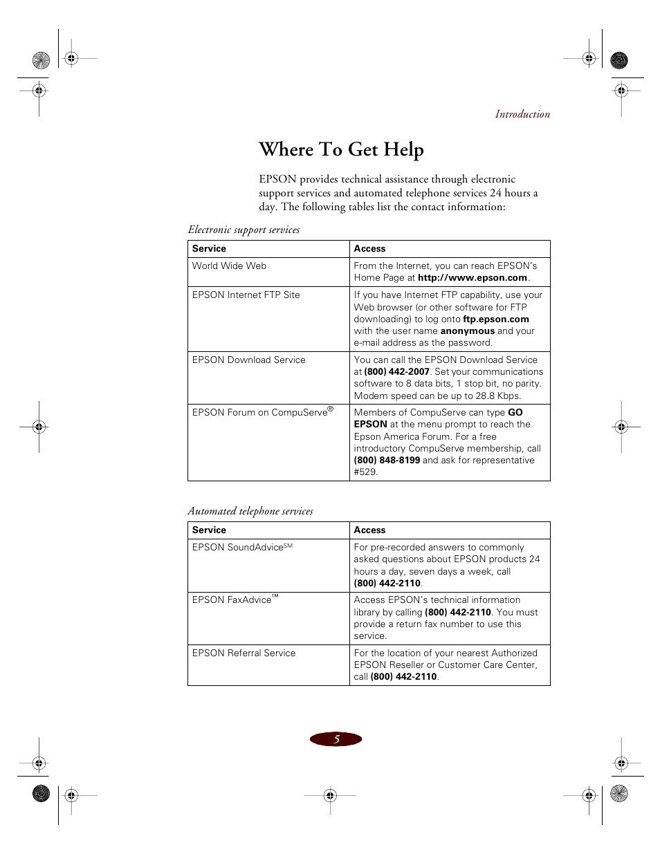 Where to get help | Epson 850 User Manual | Page 15 / 147