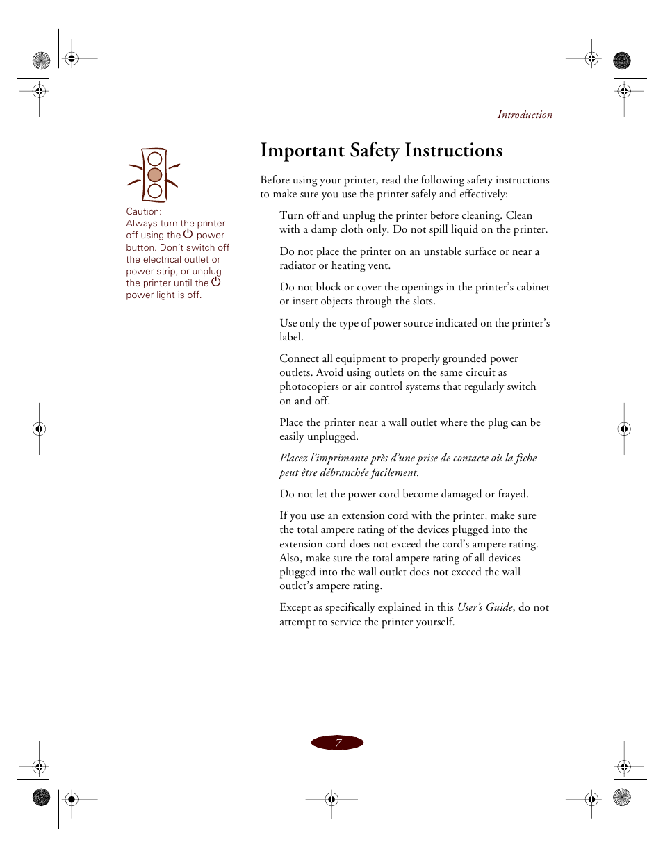 Important safety instructions | Epson 850 User Manual | Page 17 / 147