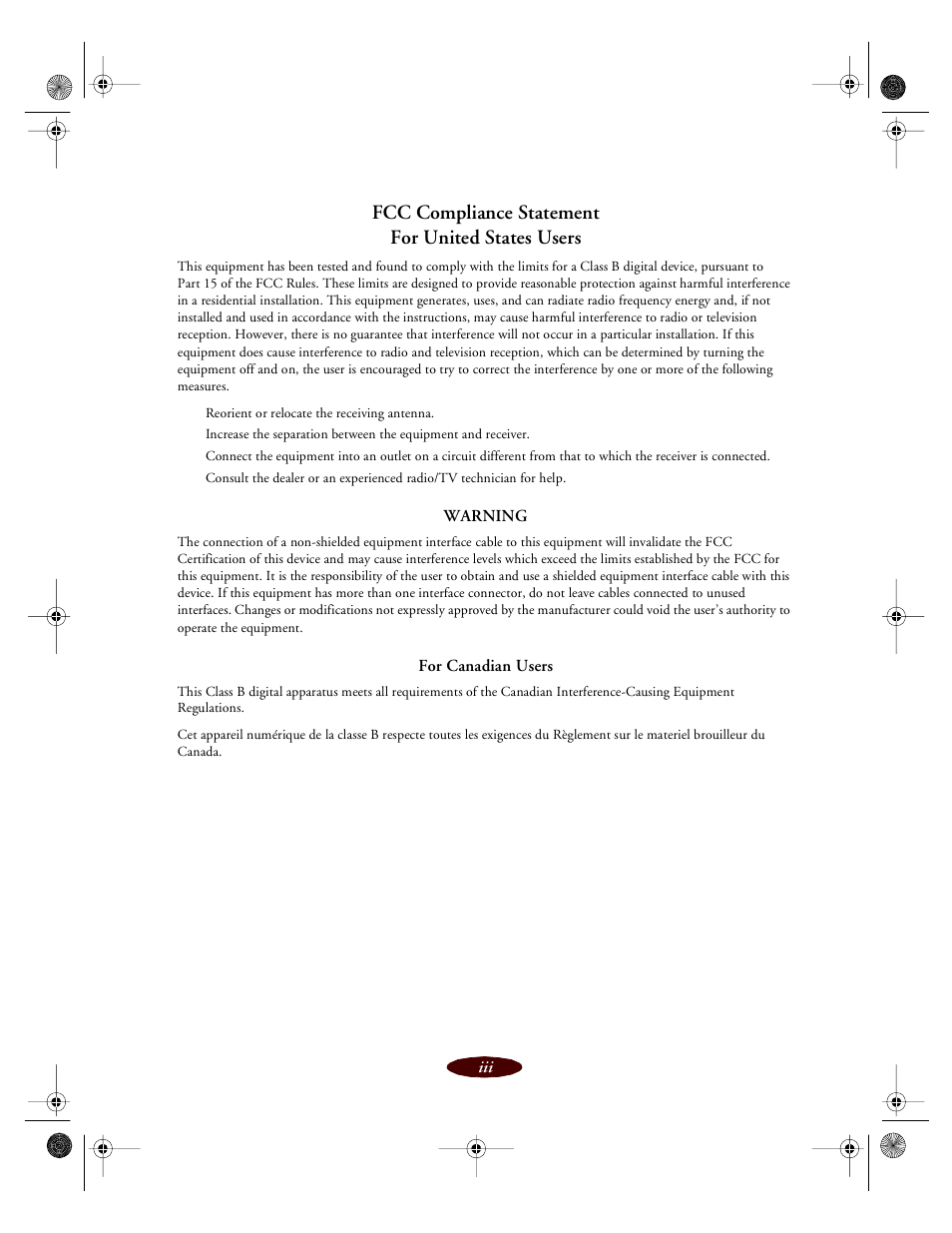 Fcc compliance statement for united states users | Epson 850 User Manual | Page 3 / 147