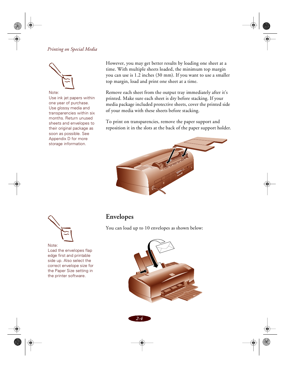 Envelopes | Epson 850 User Manual | Page 32 / 147