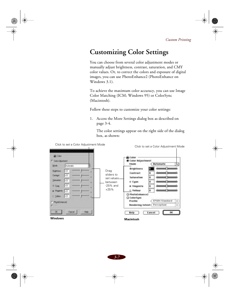 Customizing color settings | Epson 850 User Manual | Page 42 / 147