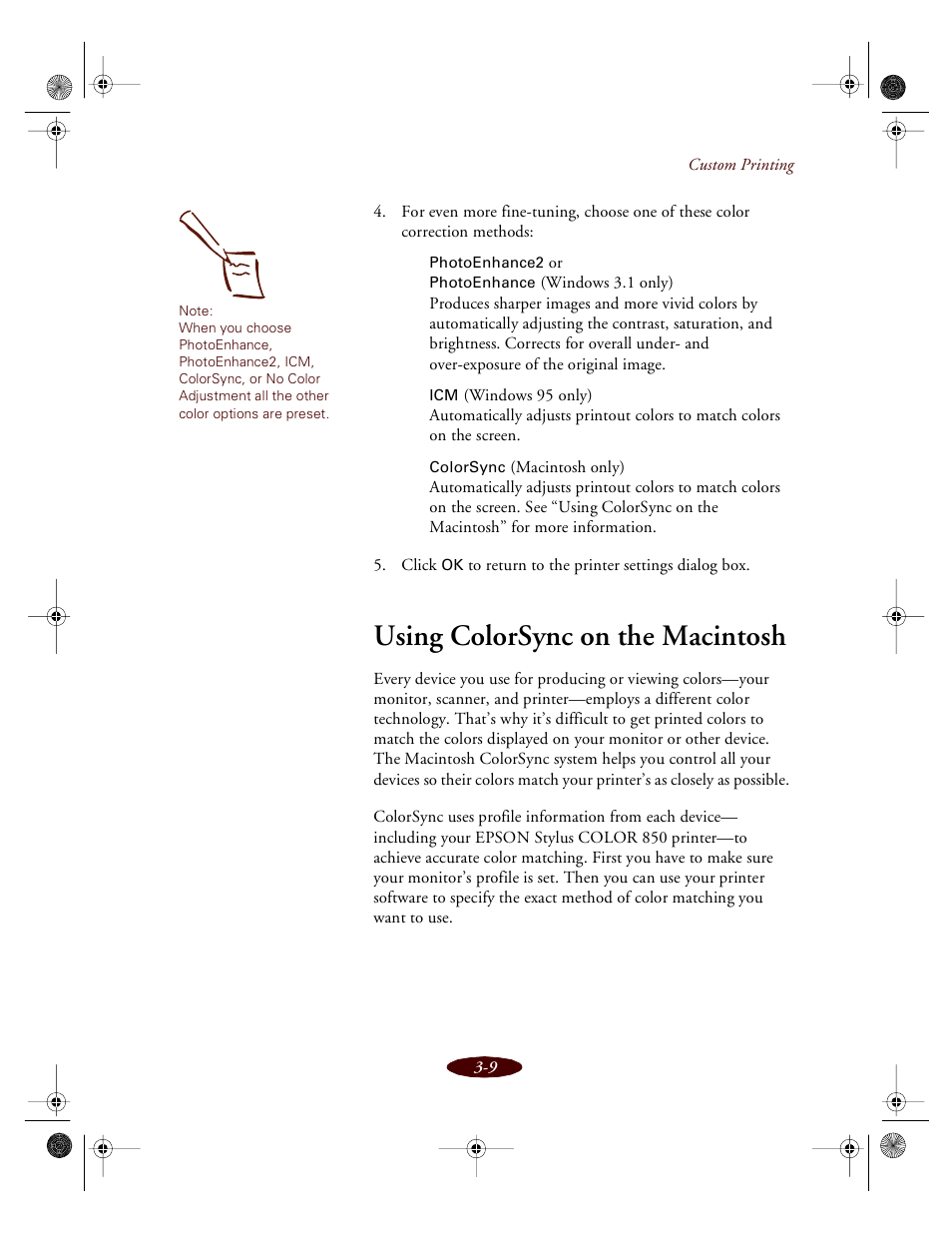 Using colorsync on the macintosh | Epson 850 User Manual | Page 44 / 147