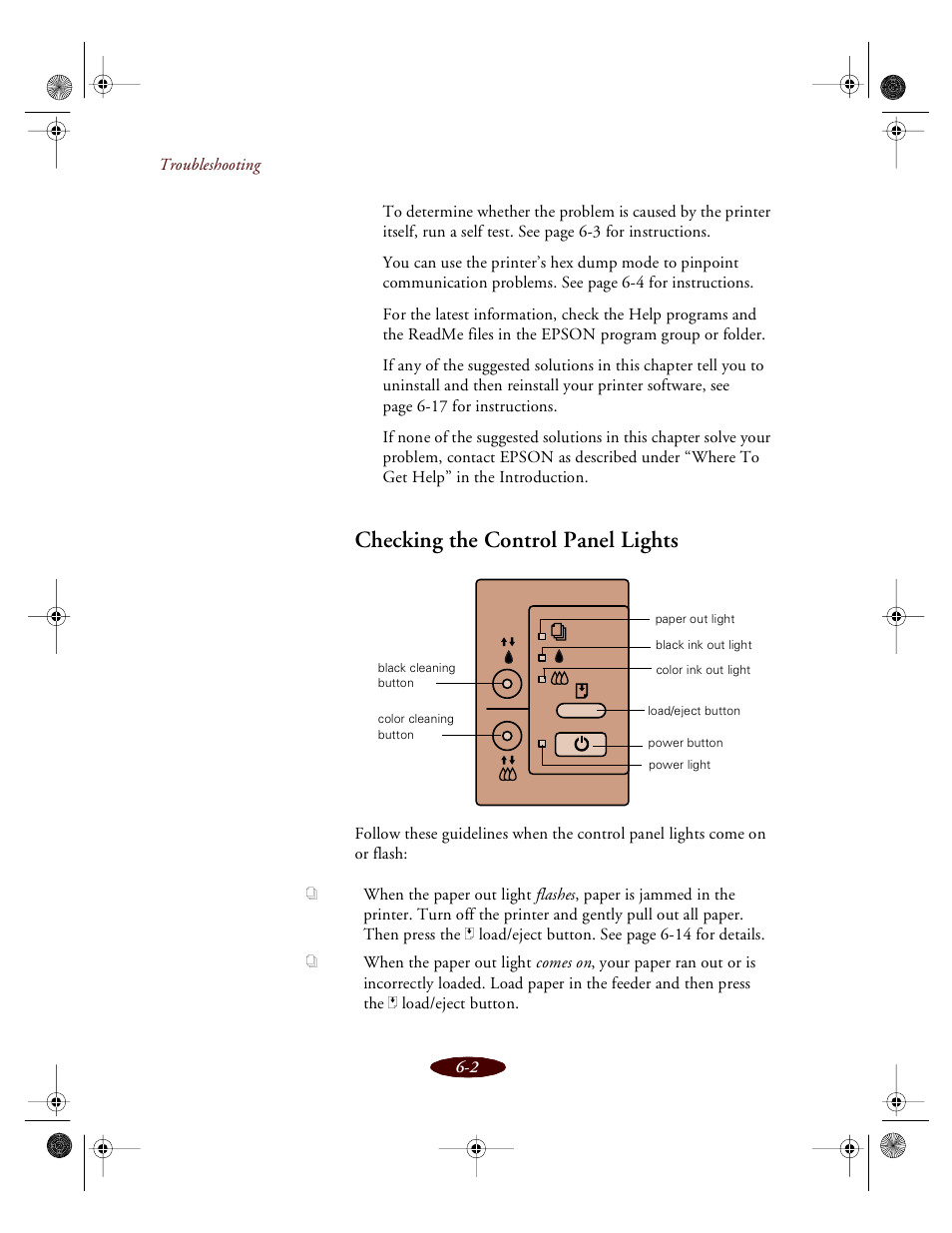 Checking the control panel lights | Epson 850 User Manual | Page 99 / 147