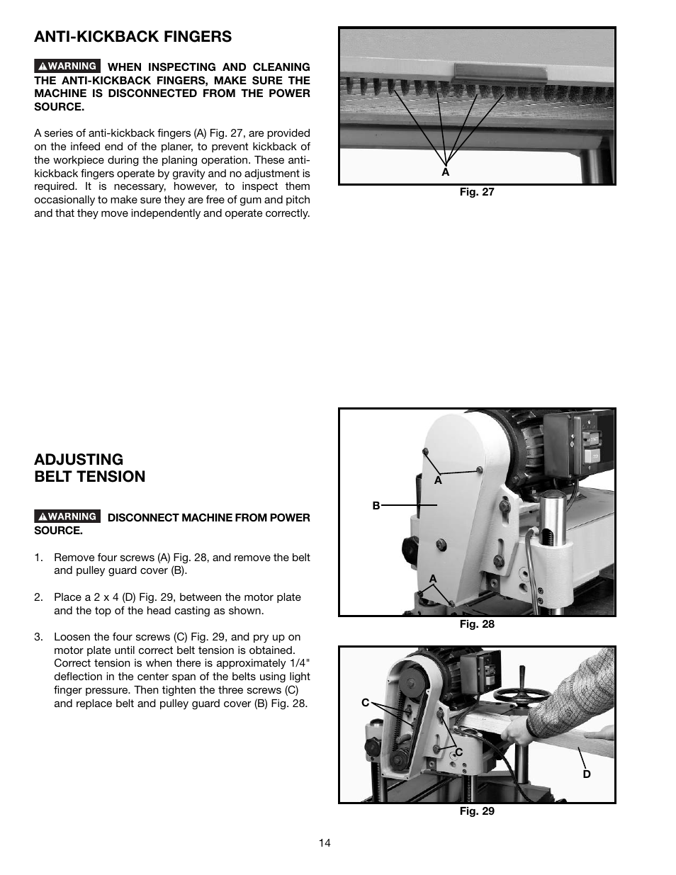 Anti-kickback fingers, Adjusting belt tension | Epson 22-681 User Manual | Page 14 / 24