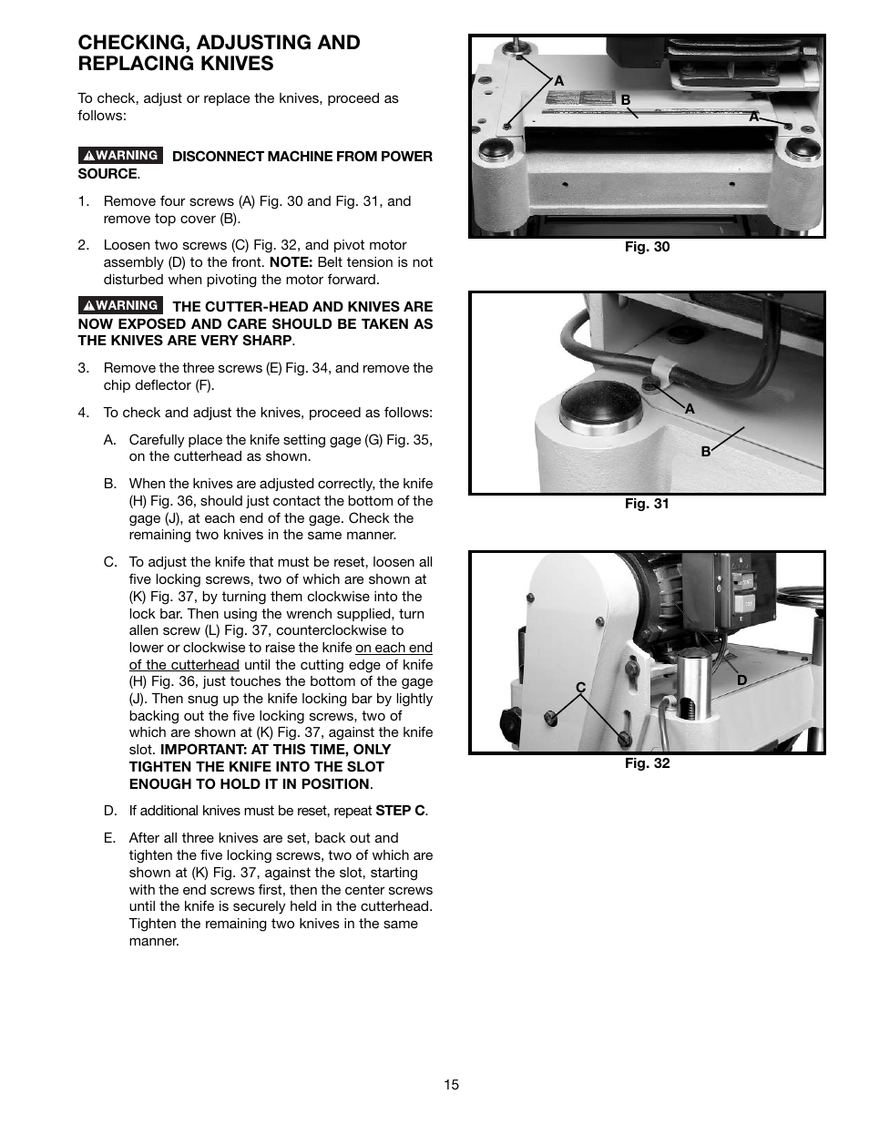 Checking, adjusting and replacing knives | Epson 22-681 User Manual | Page 15 / 24