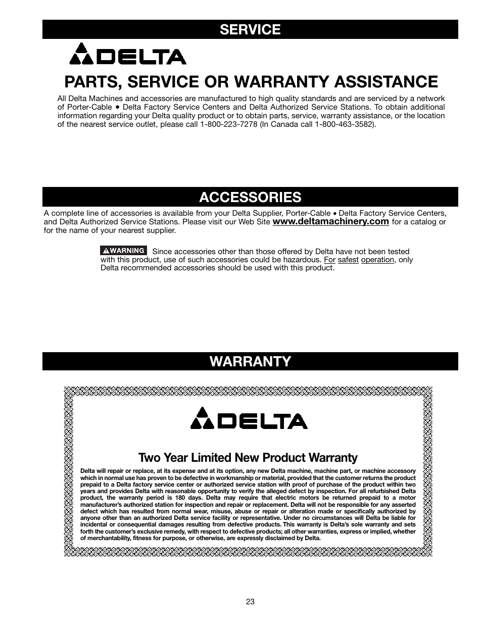 Parts, service or warranty assistance, Accessories, Service warranty | Two year limited new product warranty | Epson 22-681 User Manual | Page 23 / 24