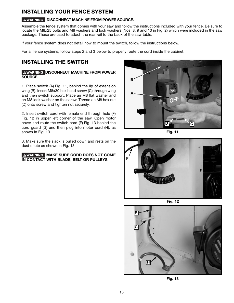 Installing the switch, Installing your fence system | Epson 36-714 User Manual | Page 13 / 32