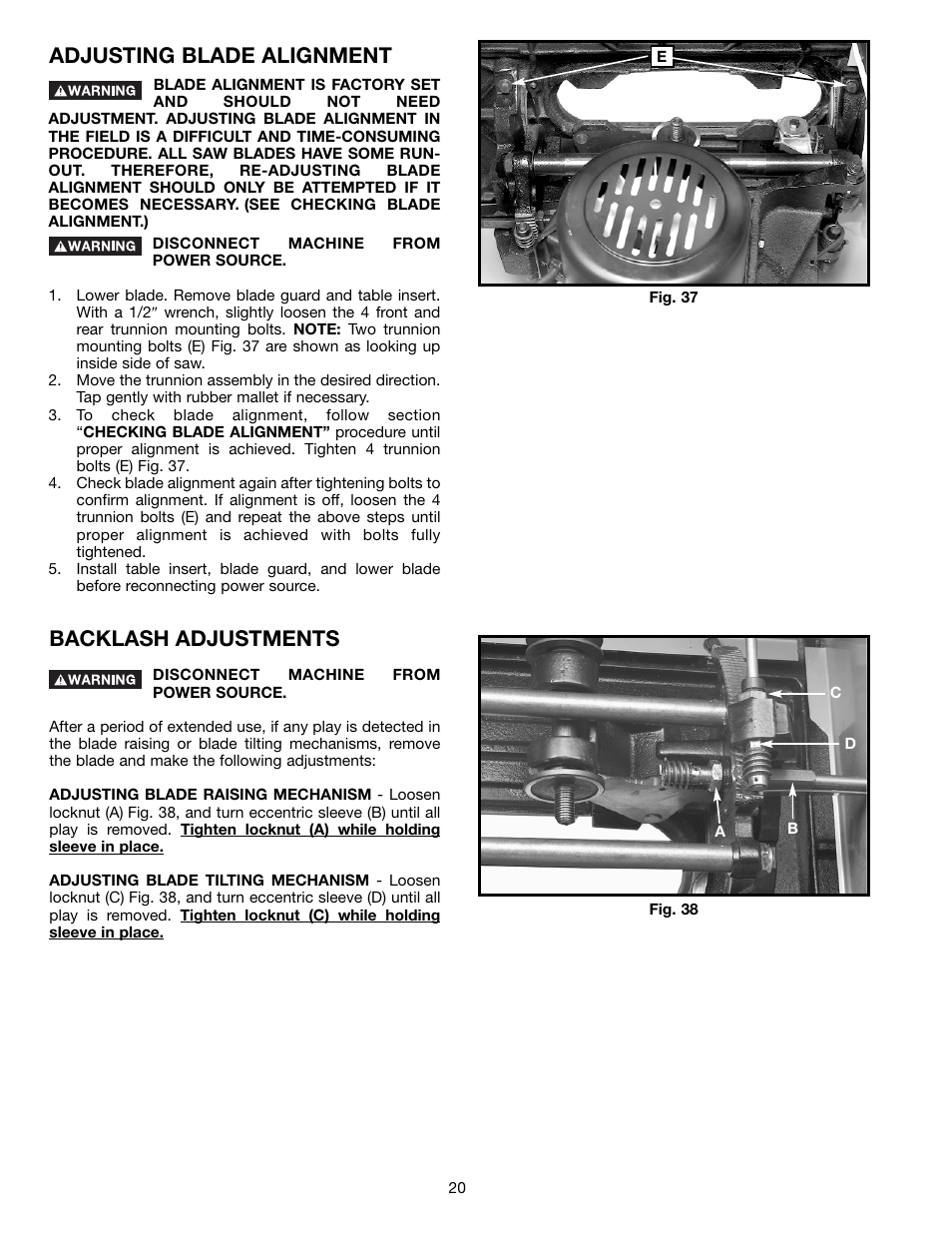 Backlash adjustments, Adjusting blade alignment | Epson 36-714 User Manual | Page 20 / 32