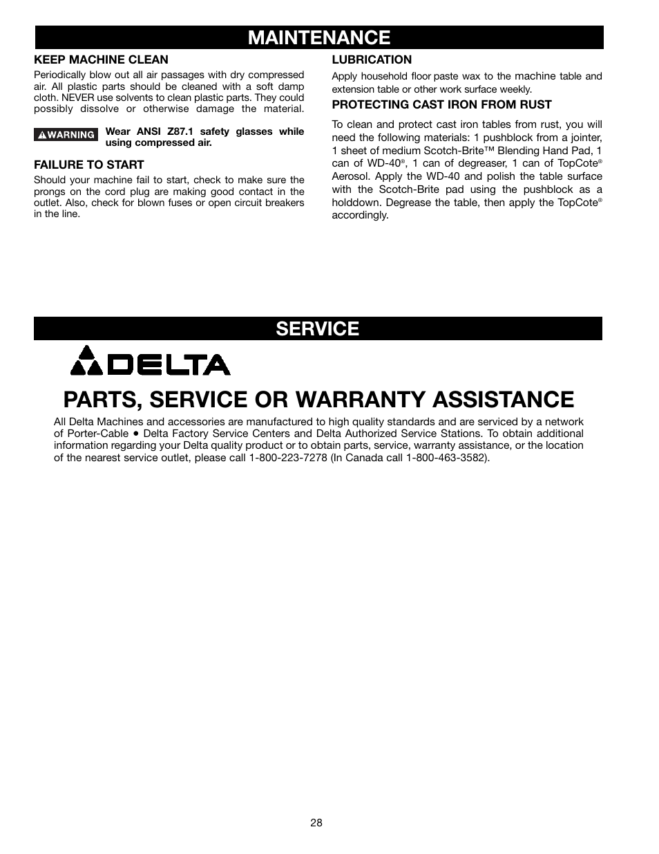 Parts, service or warranty assistance, Service maintenance | Epson 36-714 User Manual | Page 28 / 32