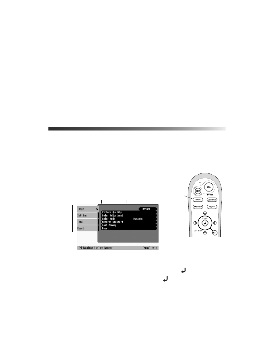 Making adjustments, Using the menu system | Epson POWERLITE CINEMA 200 User Manual | Page 27 / 80