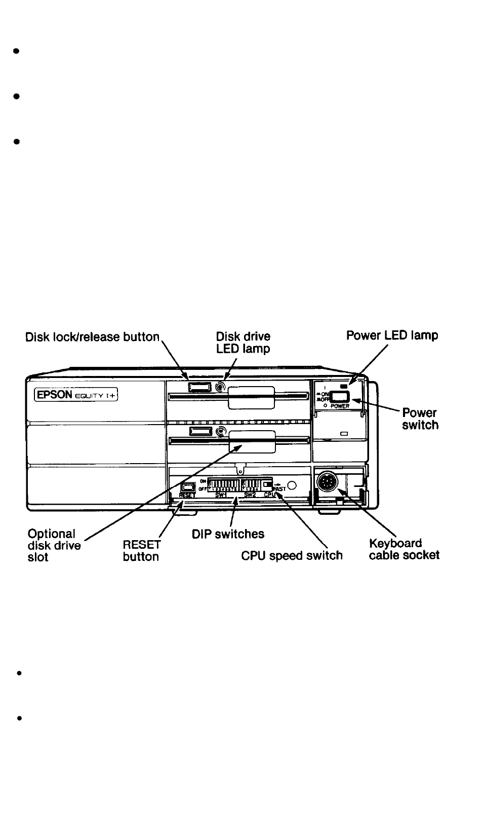 The front panel | Epson I+ User Manual | Page 14 / 139