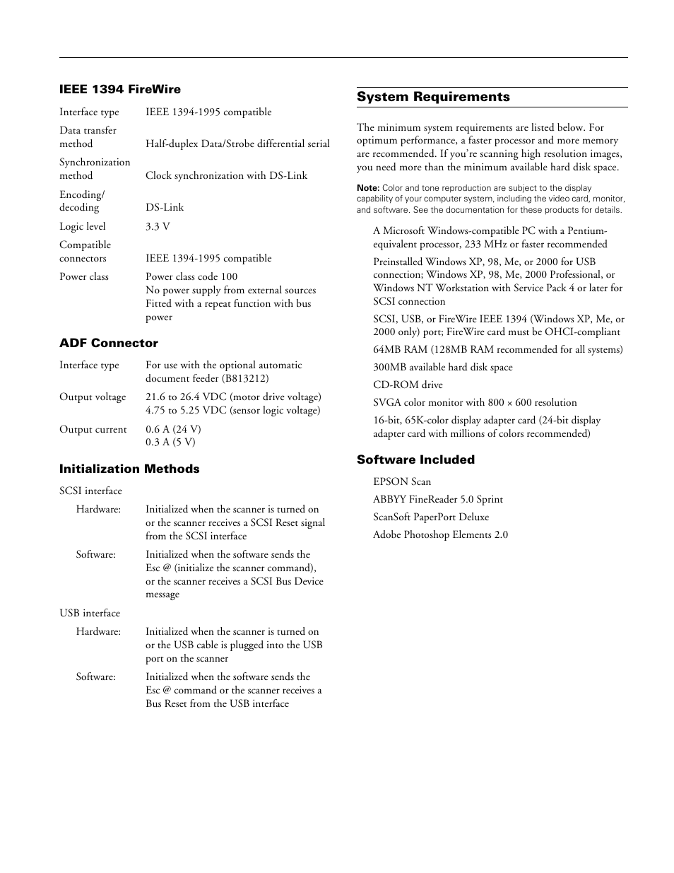 System requirements | Epson GT-15000 User Manual | Page 3 / 7