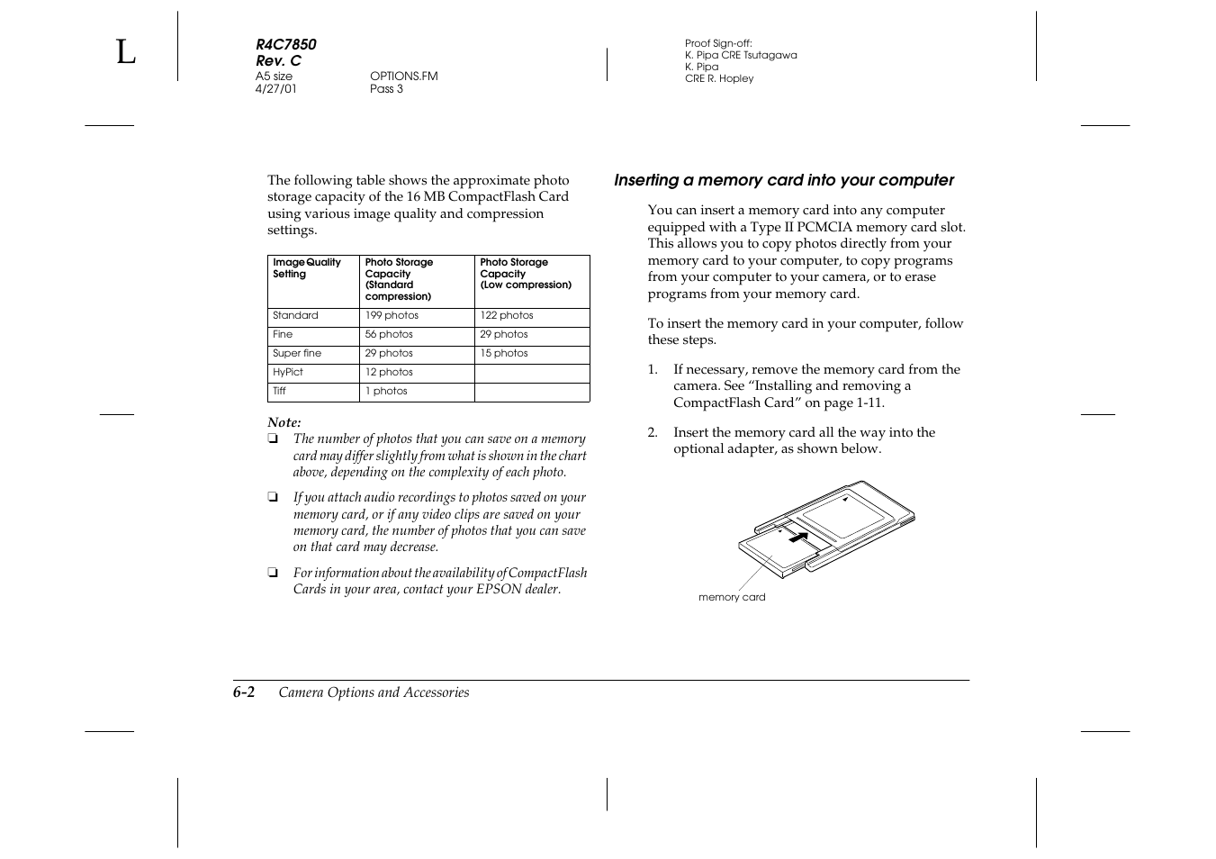 Inserting a memory card into your computer, Inserting a memory card into your computer -2 | Epson PhotoPC 3100Z User Manual | Page 104 / 143
