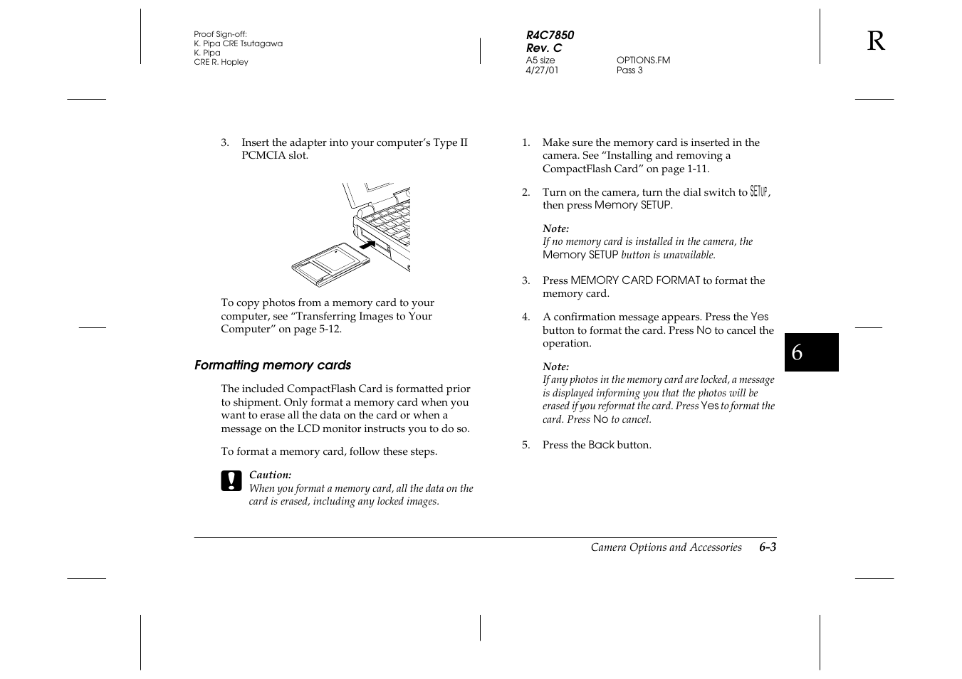 Formatting memory cards, Formatting memory cards -3 | Epson PhotoPC 3100Z User Manual | Page 105 / 143