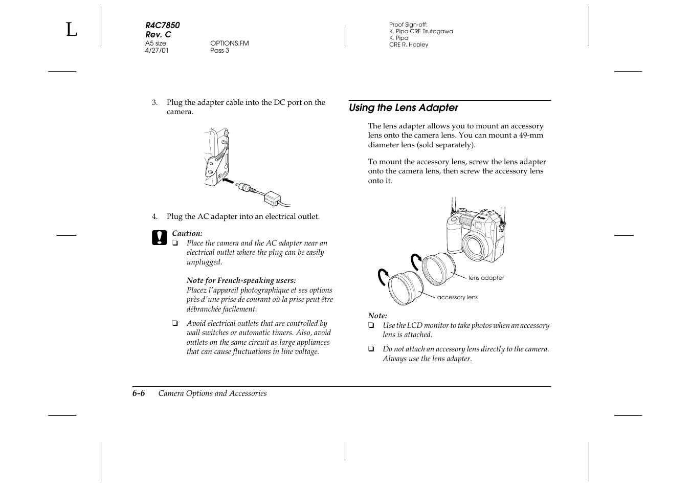 Using the lens adapter, Using the lens adapter -6 | Epson PhotoPC 3100Z User Manual | Page 108 / 143