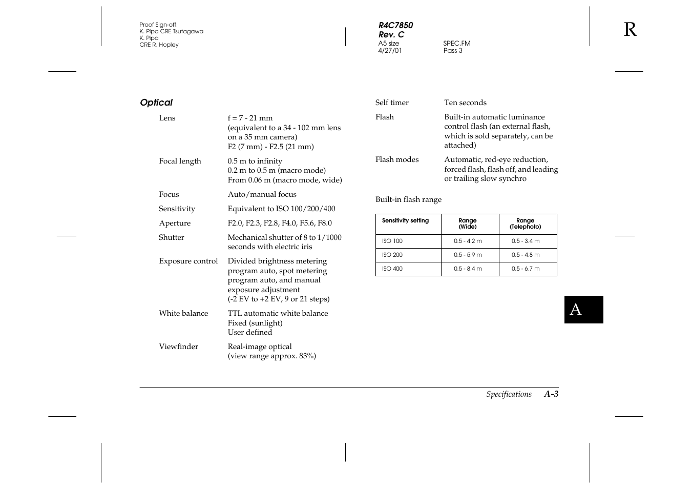 Optical | Epson PhotoPC 3100Z User Manual | Page 121 / 143