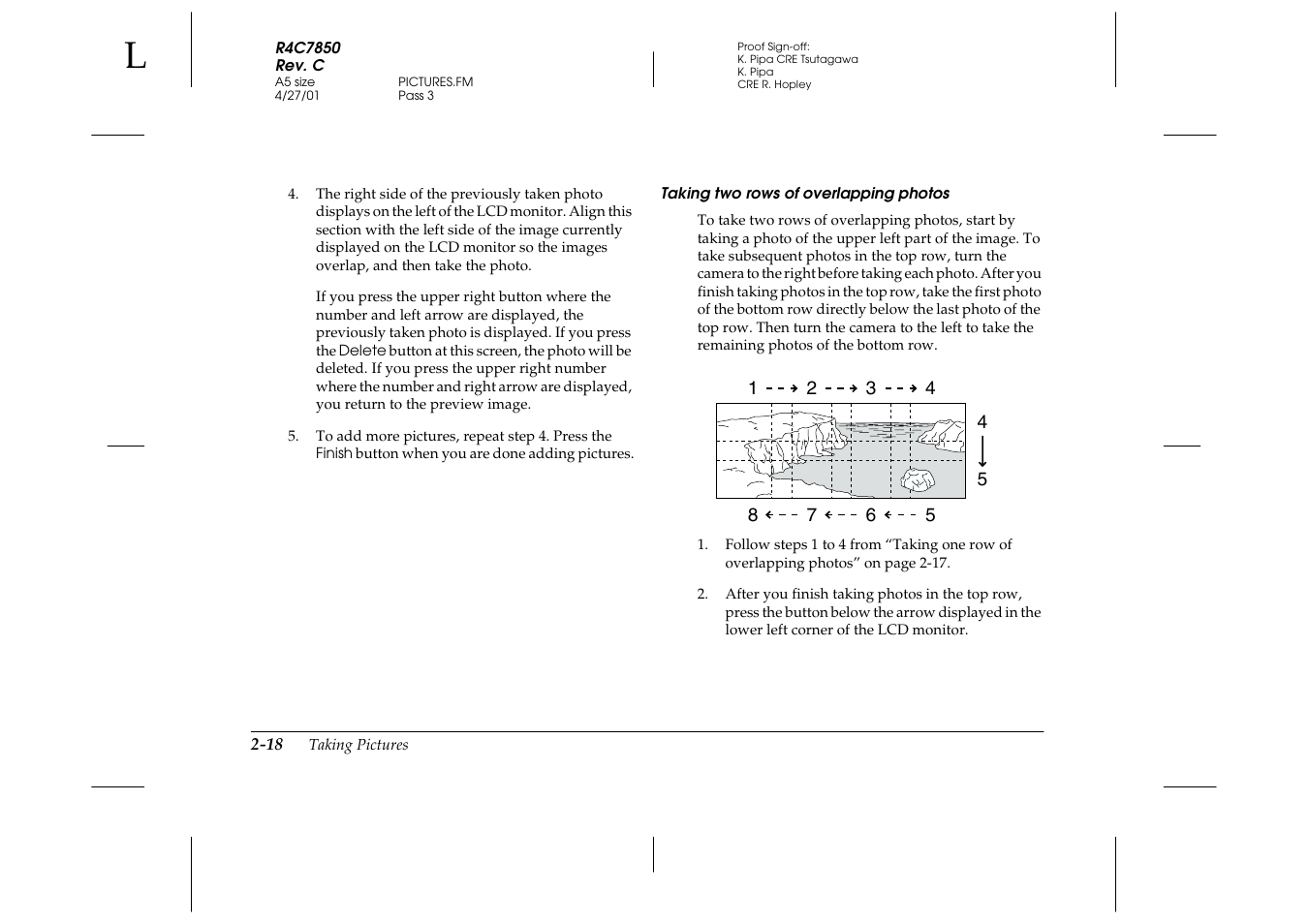 Taking two rows of overlapping photos | Epson PhotoPC 3100Z User Manual | Page 48 / 143
