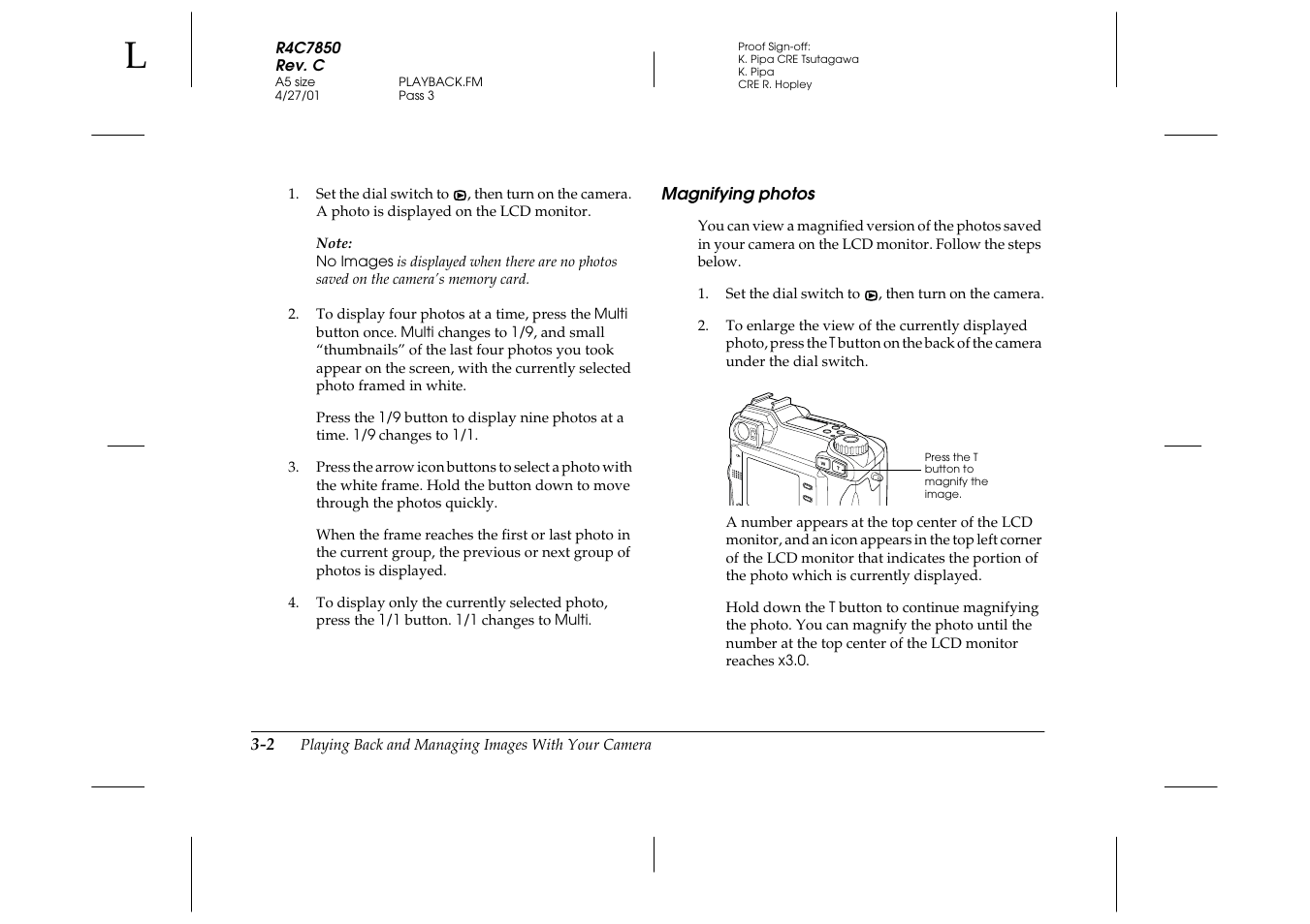 Magnifying photos, Magnifying photos -2 | Epson PhotoPC 3100Z User Manual | Page 54 / 143