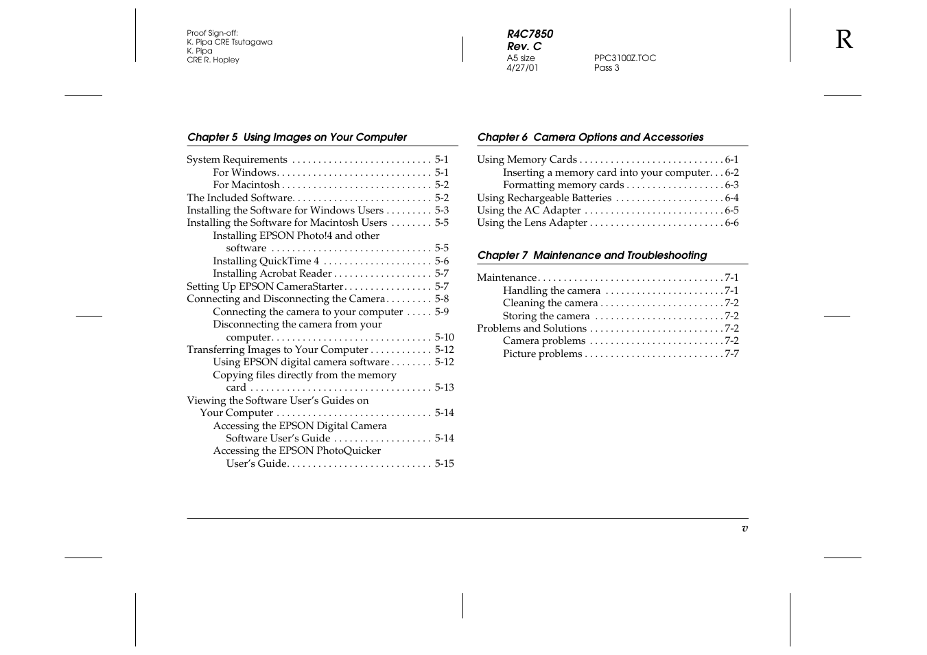 Epson PhotoPC 3100Z User Manual | Page 7 / 143