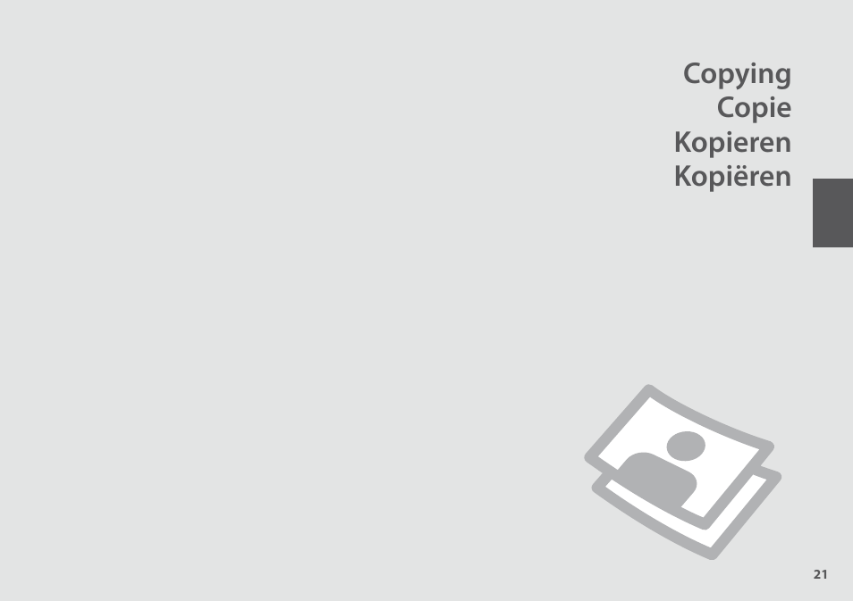 Copying copie kopieren kopiëren | Epson TX410 User Manual | Page 21 / 68