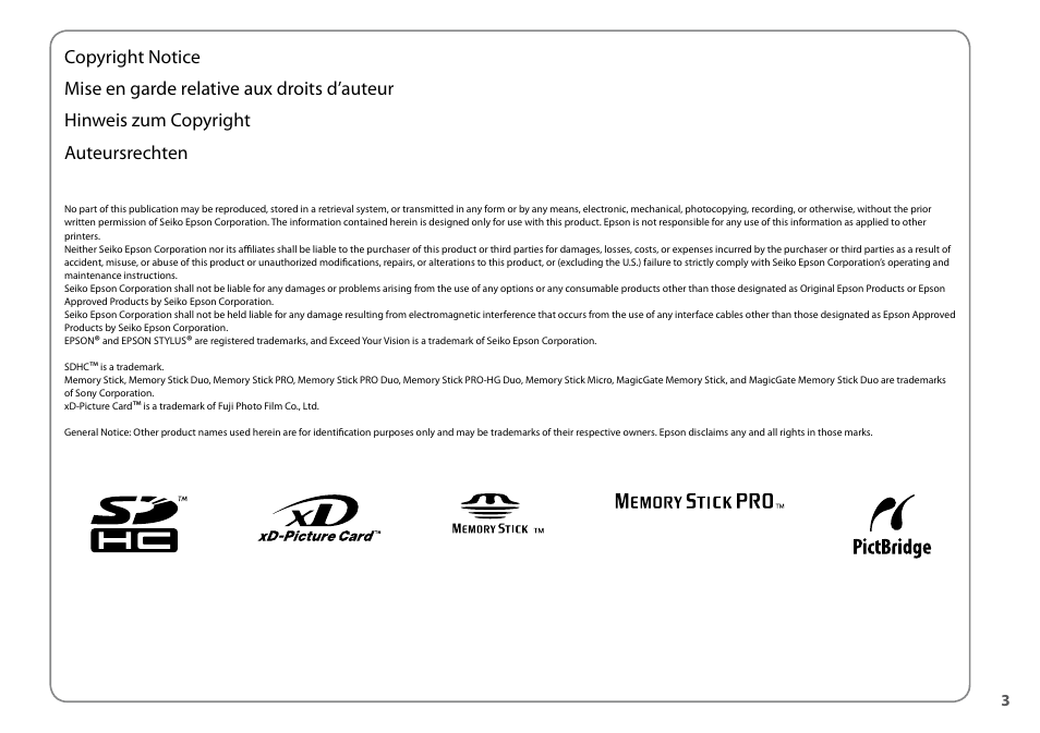 Epson TX410 User Manual | Page 3 / 68