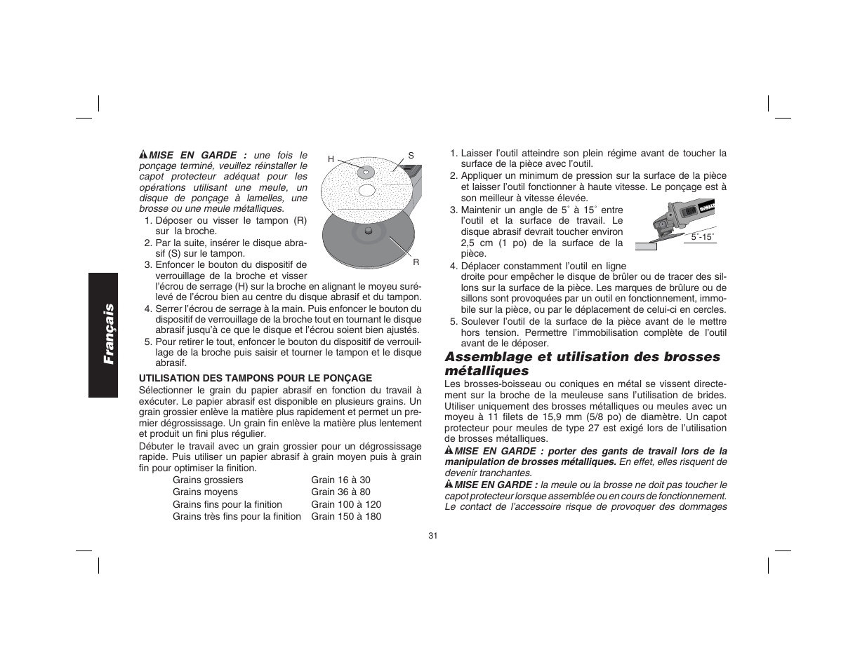 Français, Assemblage et utilisation des brosses métalliques | Epson D28114 User Manual | Page 32 / 56