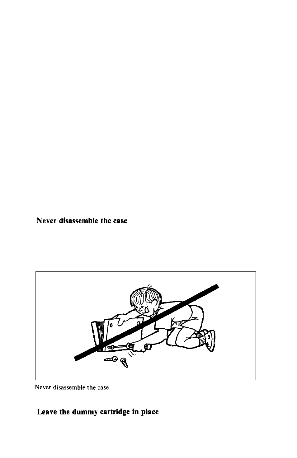 Chap 2-cautions, Case, Dummy cartridge | Cautions, Chapter 2 | Epson HX-20 User Manual | Page 10 / 75